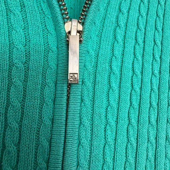 Ralph Lauren Green Zip-Up Sweater -large but fits like Med. - Picture 4 of 5